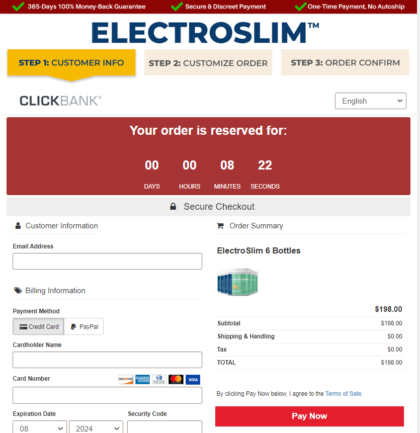 Electroslim Supplement order page